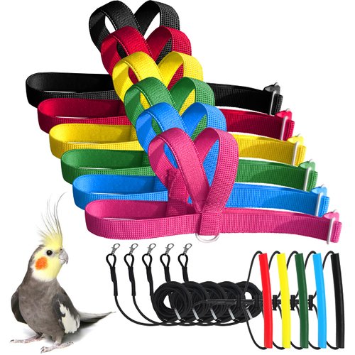 VANFAVORI Adjustable Bird Harness with 80 Inch Leash, Outdoor Flying Training Rope Kit for Bird Parrots S Size Weight 75-110 Grams, One Piece(Colors May Vary)