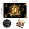Mnixy Happy 16th Birthday Backdrop Banner Step and Repeat 16 Years Old Background Decorations for Women Men Her Him Photography Party Supplies Glitter Black Gold