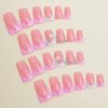 AkiliBIELY Duck Nails Press on Short French Tip White Pink Fake Nails Rhinestone Floral Cute Glue on Nails Women Stick on Nails For Acrylic Gel False Nails Wedding Birthday