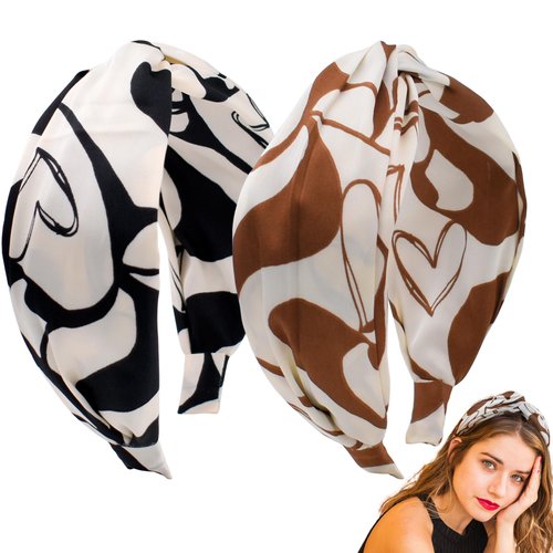 BEGOOD Wide Headbands for Women Heart Knotted Headband Top Knot Hairband Fashion Womens Head Bands Cross Knot Hair Hoops Turban Hair Accessories 2Pcs