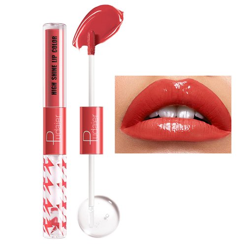 Espoce Liquid Lipstick with Clear Lip Gloss, Liquid Lip Color Lip Makeup, Long-Lasting Non-Stick Cup Not Fade High Pigmented, 0.14 Oz (02)