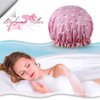 Vtrem Shower Cap Lined Double Layer Waterproof Hair Bath Caps with Lace Elastic Band Lovely Pink Flamingo Pattern Reusable Bathing Hat for Women All Hair Lengths and Thicknesses