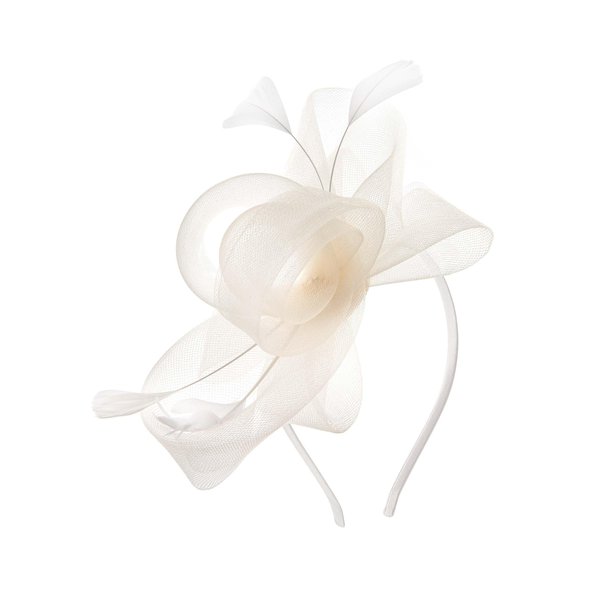 BABEYOND Fascinator Hats for Women Tea Party Hat Kentucky Organza Fascinators Headband Derby Hats Wedding White