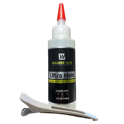 Ultra Hold Hair System Adhesive 4oz w/White Hair Sectioning Clip Bundle Pack | Waterproof Invisib...