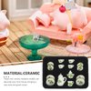 LOGOFUN Dollhouse Tea Cup Sets 1:12 Scale Miniature Porcelain Teapot Cup Dish Mini Flower Pattern Teapot Dish for Dollhouse Kitchen Accessories - Green