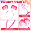 Jexine 12 Pieces Tinsel Wrapped Ponytails Headbands Headwear Feathers Head Bopper for Women Girls Hair Costume Accessories(Pink)