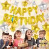 Happy Birthday Banner Balloons Letters Balloons 16 Inch with 12 Pcs Star Foil Balloons Birthday Party Decorations for Women Men Boys Girls (Gold)