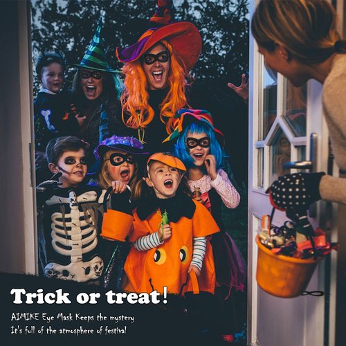 AIMIKE 2Pcs Superhero Masks, Black Felt Eye Masks, Halloween Dress Up Masks, Adjustable Half Masks with Elastic Rope - Great Party Cosplay Accessory