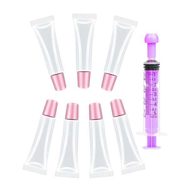 Guokoo 7Pcs Lip Gloss Tubes 10ml - Clear Lip Balm Containers, Refillable Squeeze Tubes for Lip Gloss, Soft Empty Mini Cosmetic Tubes for Lip Gloss and Travel Toiletries