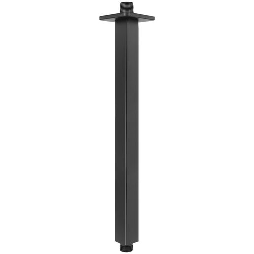 NearMoon Ceiling Mounted Shower Arm With Flange, Universal Connection 1/2 NPT Straight Square Shower Arm for Fixed Rain Shower Head, Made of Thicken Stainless Steel (16 Inch, Matte Black)