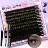 Gmagictobo Lash Extension Kit DIY 200pcs Fluffy Volume Lash Clusters D Curl Eyelash Extension Kit, 10-18mm 100D Individual Lashes Kit with Lash Bond and Remover, Lash Tweezers for Self Use