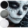 Grey Black and White Face Paint,Halloween Skeleton Face Paint Kit with 3Pcs Painting Brushes,Water Based Body Paint for Adults & Kids,SFX Makeup Palette for Zombie,Joker,Ghost,Cosplay,Costume,Theater