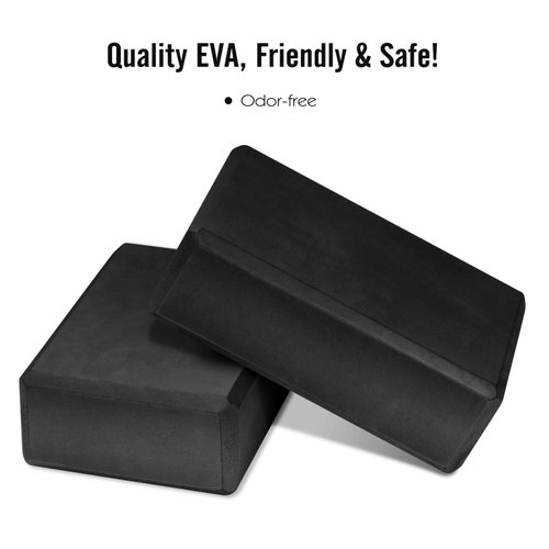 MoKo Thin Yoga Blocks 2 pack, 9" x 6" x 3" High Density EVA Foam Yoga Block Exercise Bricks, Eco Friendly & Lightweight, Increase Flexibility & Balance, Great For Stretching & Holding Poses - Black