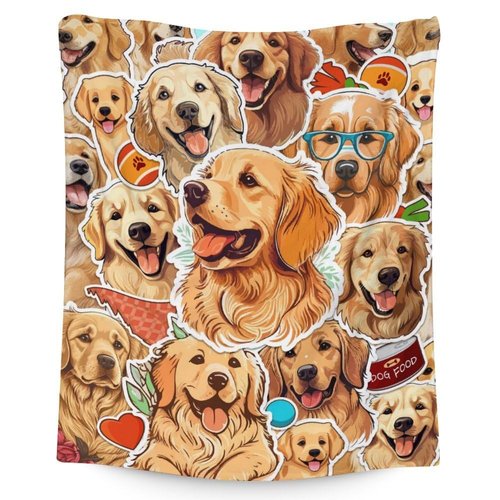 Golden Retriever Blanket Gifts - 50x40 Inches Cute Throw Blanket for Kids, Girls, Boys - Yellow Soft Fuzzy Blankets for Crib, Couch & Travel