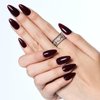 GLAMERMAID Press on Nail Medium Almond, Christmas Handmade Gothic Burgundy Jelly Gel Glue on Nail, 24Pcs Glossy Short Stiletto Reusable UV Finish Fake Nail Acrylic False Nails Manicure Kits for Women