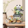 LUOGFYNI Street View Tea Shop Building Blocks Set, Creative Panda Animal Theme House, Mini Blocks Simulation Architecture Construction Toy, Unique Gift for Adults (1383)