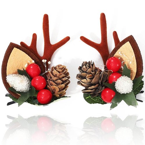 BARTOSI Christmas Hair Clips Reindeer Antlers Xmas Hairpins Deer Antler Hair Clip Decorative Christmas Party Hair Accessories for Women and Girls (Pack of 2)