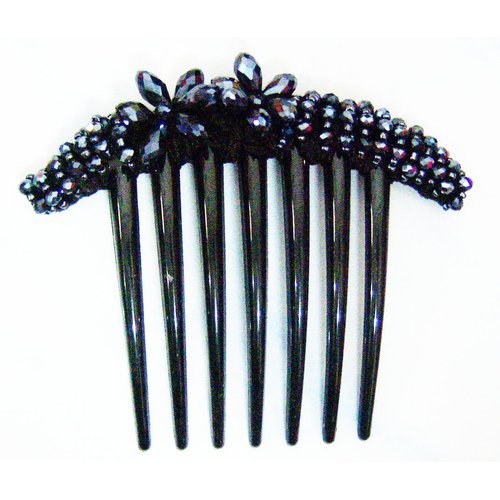 Side Comb French Twist Hair Comb Hair Accessories Decorative Hair Wedding Hair Accessories Ornamented Along Top of Heading With Crystal (2 Flower)