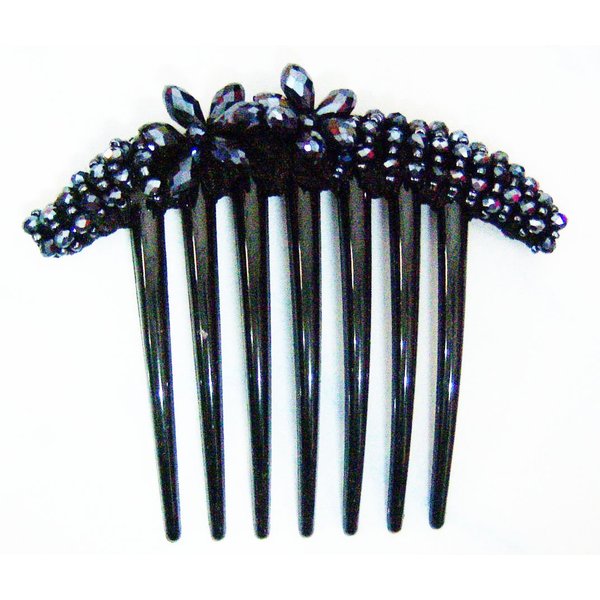 Side Comb French Twist Hair Comb Hair Accessories Decorative Hair Wedding Hair Accessories Ornamented Along Top of Heading With Crystal (2 Flower)