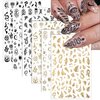 6 Sheet Gold Nail Stickers Black Snake Eyes Leaf Nail Art Stickers 3D Self-Adhesive Bronzing Sun Star Decals Starlight Nail Design Stickers for Acrylic Nail Supplies Women Nail Decorations