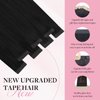 MAXITA Hair Extensions Tape in Natural Black Hair Extensions Tape in Extensions Remy Human Hair Seamless Straight Human Hair Extensions 22 Inch 20pcs 50g Real Human Hair for Women
