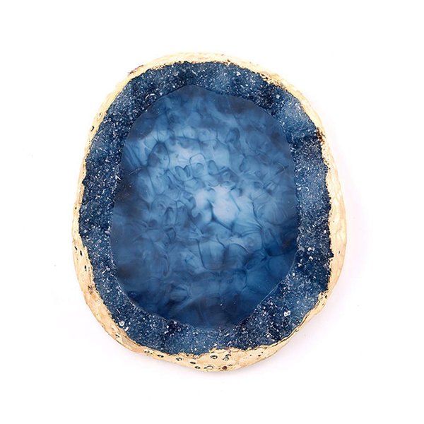 1pc Blue Golden Edge Resin Nail Art Palettes Nail Mixing Palette Polish Color Mixing Plate Nail Holder Display Cosmetic Mixing Tools Makeup Palette Tray Accessories (blue)