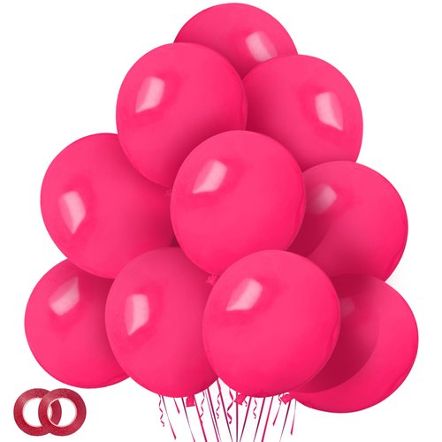 Hot Pink Balloons 100 pcs 12 inch Thicken Latex Hot Pink Balloons Pink Round Helium Balloons for Birthday Wedding Valentines Anniversary Baby Shower Kids Party Decoration Supplies