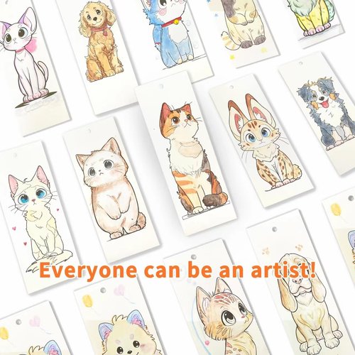 COIPLAY 648 Color Blocks Watercolor Paint Set, 52-Bookmarks, 3 Brushes, Silicone Cup, Meow/Bark Coloring Books, for All Ages, All in One Art Supplies, Birthday Gift, Christmas Gift, Gift for Adults