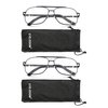EYE ZOOM 2 Pack Metal Frame Square Aviator Style Geek Reading Glasses with Punch for Men (Black, Strength: +2.00)