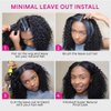 Domiso New Super V Part Human Hair Wig Afro Kinky Curly V Part Wig No Glue No Sew Clip in Half Wig Pre-Minimum Leave Out Elastic Band and Removable Clips fo Secure 200% Density Beginner Wig 18 Inch