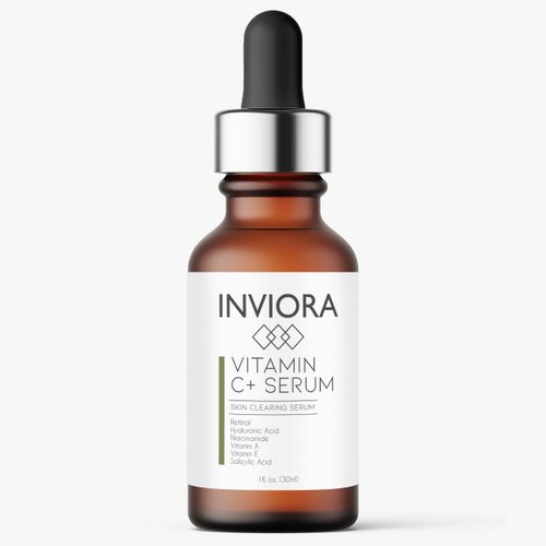 Inviora Advanced Vitamin C+ Serum - Correcting Vitamin C Serum For Face With Hyaluronic Acid, Vitamin B3, Vitamin E, and Vitamin A - Anti-Aging Facial Serum To Fade Dark Spots and Impurities- 1 Oz