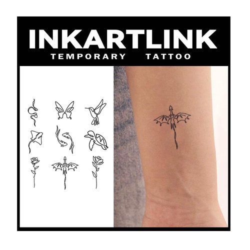 INKARTLINK Tattoo Tech, 16 design/1set Small Semi Permanent Tattoo, Temporary Tattoos, Last 1-2 Weeks, Waterproof, Realistic Look, No Adhesive, No Reflection (2×3inch Design)