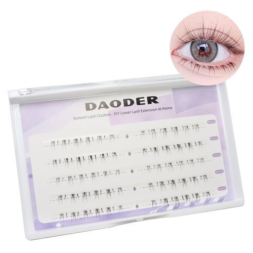 Bottom Lash Extension DIY Lash Clusters DAODER Lower Individual Lashes Natural Look Wispy Clear Band Under Eyelash Extension Clusters for Self Application 6mm Reusable (Bottom Lash Natural)