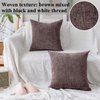 Home Brilliant Decorative Pillowcases Striped Chenille Velvet Plush Square Throw Pillow Cover Sofa Cushion Covers for Couch, Set of 2, 18x18 inch (45cm), Brown