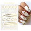 Line Nail Art Stickers Rose Gold Silver Metal Nail Sticker Nail Art Supplies 3D Metallic Curve Stripe Wave Lines Nail Decals French Nail Designs Accessories Striping Tape Wavy Nail Decoration 6 Sheets