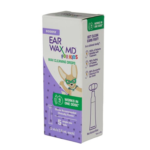 eosera® Ear Wax MD® for Kids - Ear Wax Cleaning Drops, 5pk Vials | Fast-Acting | Breaks Down & Dissolves Ear Wax in as Little as 1 Treatment | Clinically Proven | Gentle & Safe I for Kids Age 2+