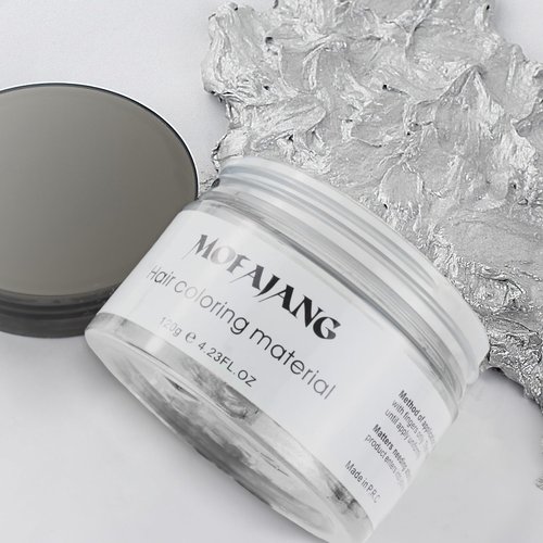 SOVONCARE Gray Temporary Hair Wax Color, Professional Styling Pomades Natural Hairstyle Clay for Men & Women Christmas Cosplay Date 4.23 oz (Sliver Gray)
