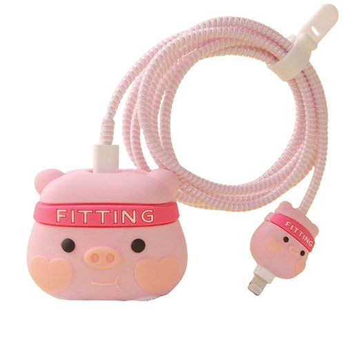 ZOSTLAND Pink Pig Cute Cartoon Animal DIY Protector Data Cable 18W 20W USB Charger Line Earphone Wire Saver Organizer Compatible with iPhone 11 12 13 14 15 Pro Max (Pink Pig)
