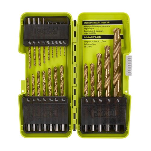 Ryobi 21 Pcs Titanium Coated Drill Bit Set