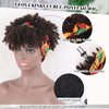 LEOSA Headband Wig with Bangs Head Wrap Wigs 2 in 1 Afro Wigs,Short Kinky Curly Wigs for Black Women Headwrap Wigs Afro High Puff with Bangs Wigs Synthetic Brown Wig with Multicolor Scarf Wigs