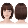 HSPJHTM Brown Bob Wigs,Short Bob Hair Wigs 10" Straight with Thick Bangs Synthetic Colorful Cosplay Daily Party Wig for Women Natural (Free Wig Cap)