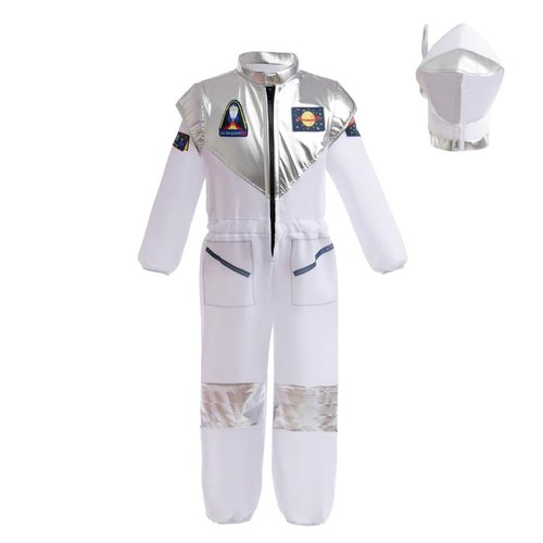 Dress Daisy Kids Boys Girls Astronaut Spaceman Pretend Role Play Dress Up Halloween Costume Space Suit Set with Helmet Size 5-6