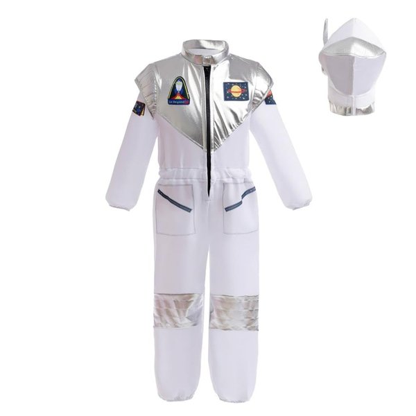 Dress Daisy Kids Boys Girls Astronaut Spaceman Pretend Role Play Dress Up Halloween Costume Space Suit Set with Helmet Size 5-6