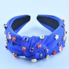 ABONDEVER Patriotic Rhinestone Knotted Headband Headbands for Women Crystal Wide American Flag Top Knot Headband 4th of July Independence Day Hair Accessories Holiday Gifts(Blue-Star)