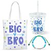 3 Pcs Big Brother Gifts for Boy 12 oz Blue Big Brother Cup Insulated Acrylic Tumbler with Lid and Straw Big Bro Mini Canvas Tote Bag Big Brother Bracelet for Littler Boy