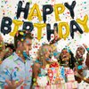 TONIFUL Happy Birthday Balloons Banner with Ribbon Straw, 16 Inch Mylar Letters Birthday Sign Banner Balloon Bunting Reusable for Girls Boys Kids & Adults Birthday Halloween Supplies（Black Gold）