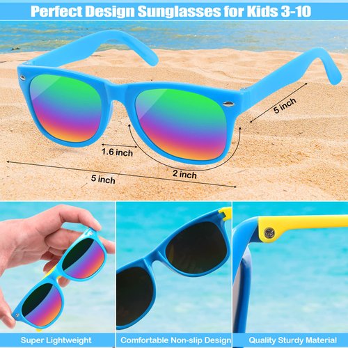 Kids Sunglasses Bulk Party Favors - 24 Pack Summer Party Supplies for Boys Girls, Neon Party Sunglasses for Kids, Pool /Beach Party Favors, Great Gift for Birthday Party and Outdoor Activity Age 3-10