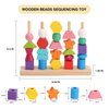 Montessori Toys Bead Sequencing Set, Wooden Lacing Beads &Stacking Shape Colors Blocks Threading Toys, Toys for 2 3 4 5 6 Year Old Educational Preschool Learning Toys Gifts for Kids Boy Girl Toddler