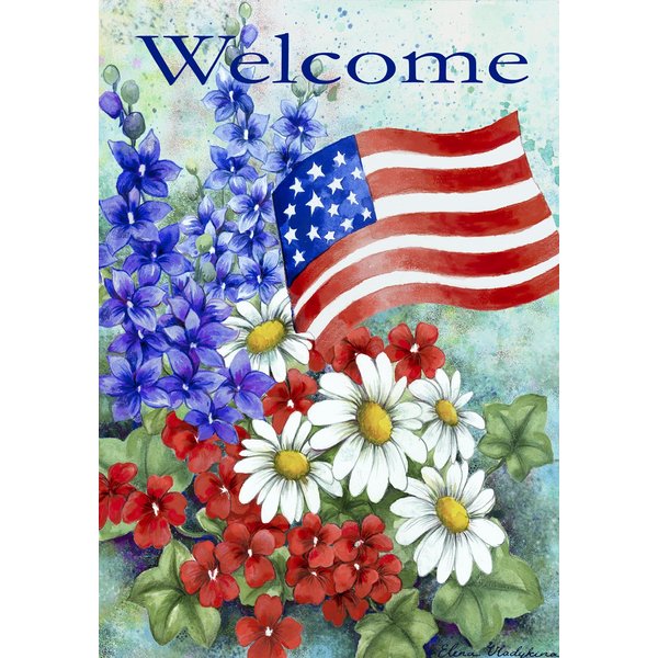 Toland Home Garden 112060 Patriotic Welcome Patriotic Flag 12x18 Inch Double Sided for Outdoor Flower House Yard Decoration