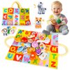 ARCTURINE Baby Soft Alphabet Set, Sensory Toys for Babies Includes 26 Cloth Learning Toys, Washable Soft Crinkle and Foldable Storage Mat, Play Mat for Babies 6-12 Months